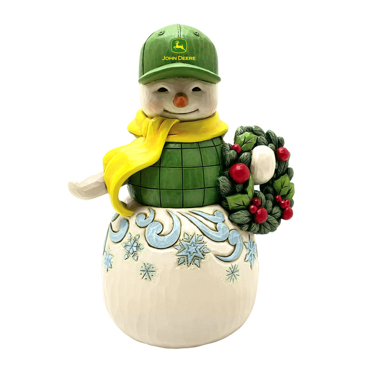 Jim Shore John Deere: Snowman in John Deere Hat Figurine sparkle-castle