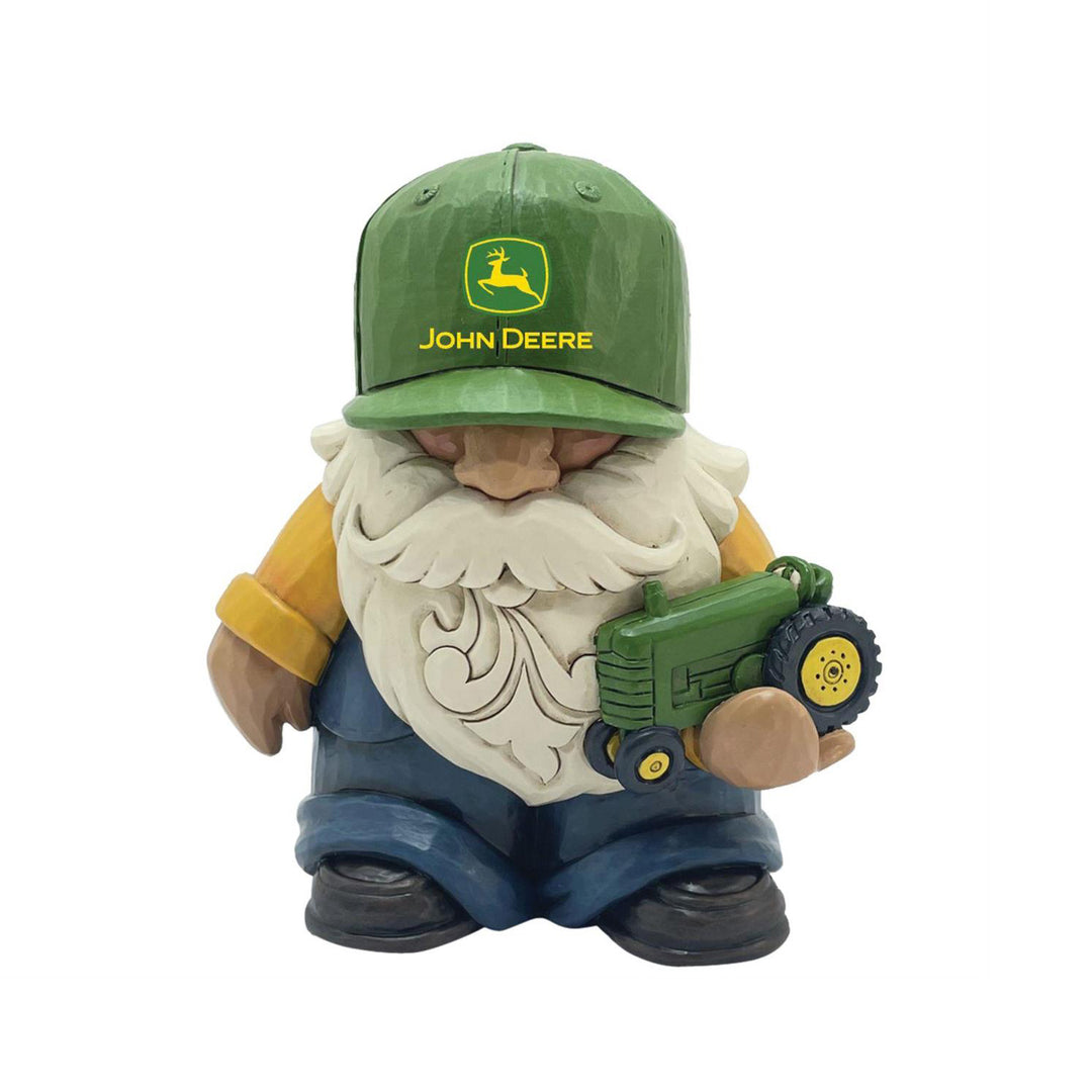 Jim Shore John Deere: Gnome Holding Deere Tractor Figurine sparkle-castle