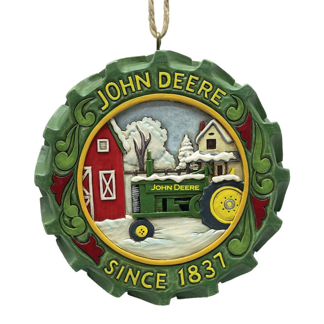 Jim Shore John Deere: Tractor Tire with Scene Hanging Ornament sparkle-castle