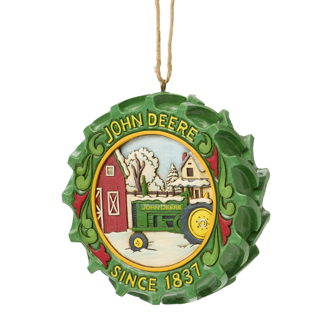 Jim Shore John Deere: Tractor Tire with Scene Hanging Ornament sparkle-castle