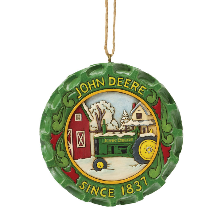 Jim Shore John Deere: Tractor Tire with Scene Hanging Ornament sparkle-castle