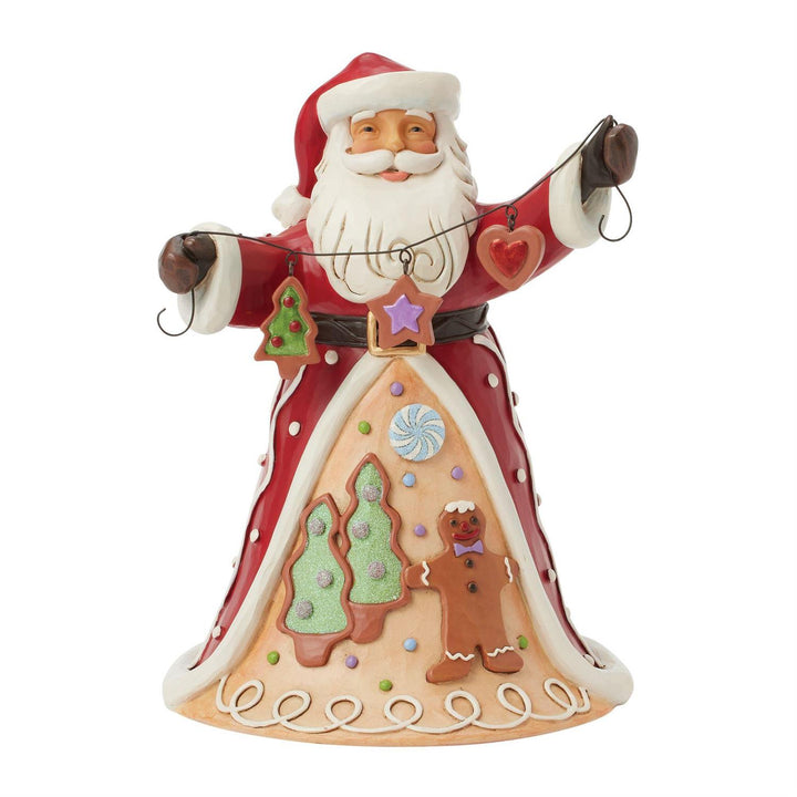 Jim Shore Heartwood Creek: Gingerbread Christmas Santa With Cookie Garland Figurine sparkle-castle