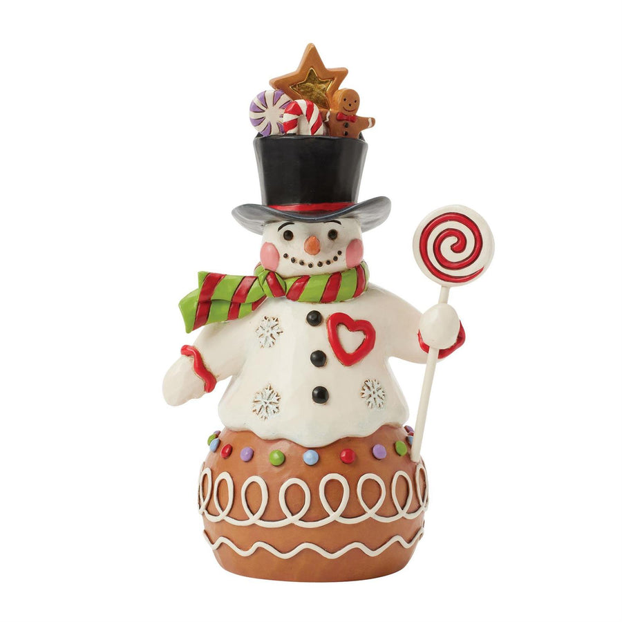 Jim Shore Heartwood Creek: Gingerbread Christmas Snowman With Top Hat Figurine sparkle-castle