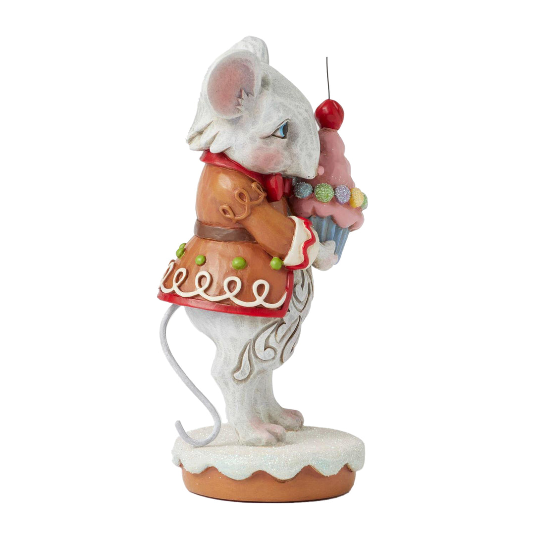 Jim Shore Heartwood Creek: Gingerbread Christmas Boy Mouse With Cupcake Figurine sparkle-castle