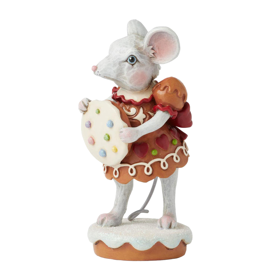 Jim Shore Heartwood Creek: Gingerbread Christmas Girl Mouse With Cookie Figurine sparkle-castle