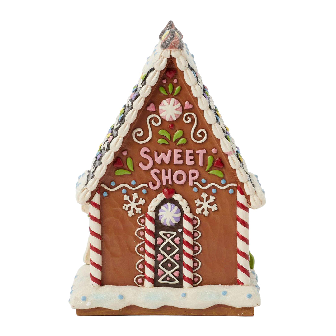 Jim Shore Heartwood Creek: Gingerbread Christmas LED Sweet Shop Figurine sparkle-castle