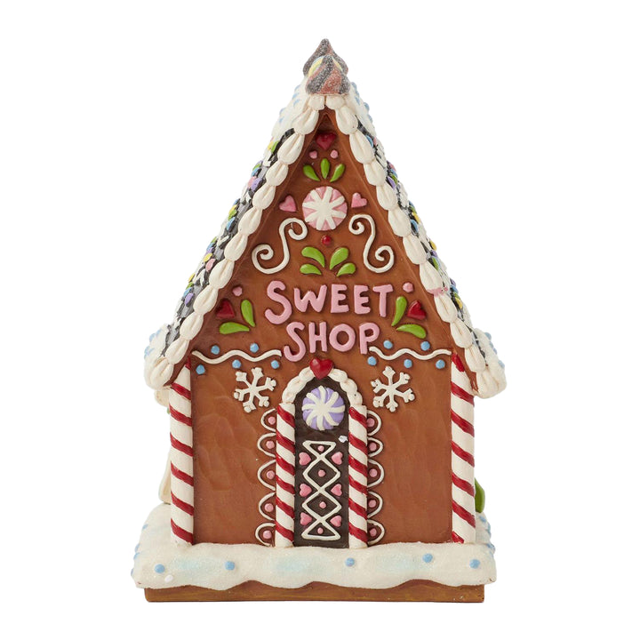 Jim Shore Heartwood Creek: Gingerbread Christmas LED Sweet Shop Figurine sparkle-castle