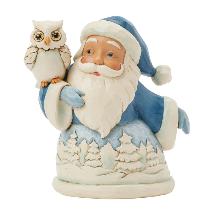 Jim Shore Heartwood Creek: Blue Santa with Owl Miniature Figurine sparkle-castle