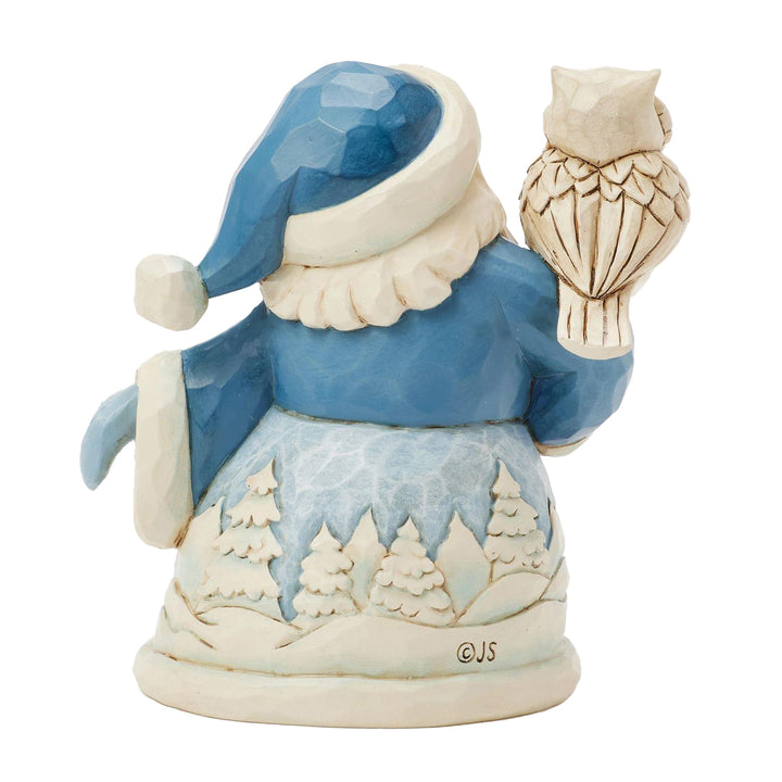 Jim Shore Heartwood Creek: Blue Santa with Owl Miniature Figurine sparkle-castle