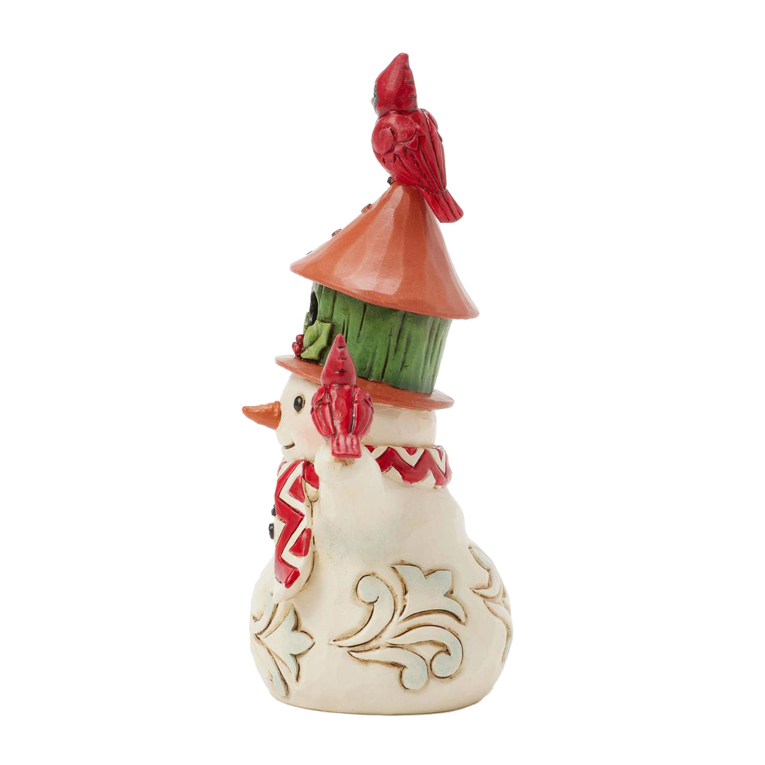 Jim Shore Heartwood Creek: Snowman With Birdhouse Hat Miniature Figurine sparkle-castle