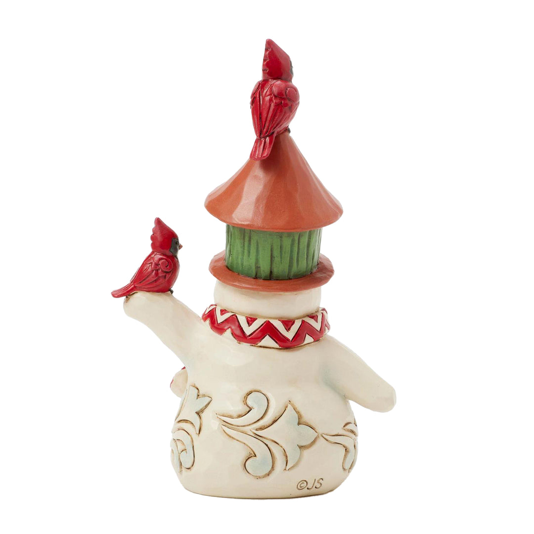 Jim Shore Heartwood Creek: Snowman With Birdhouse Hat Miniature Figurine sparkle-castle