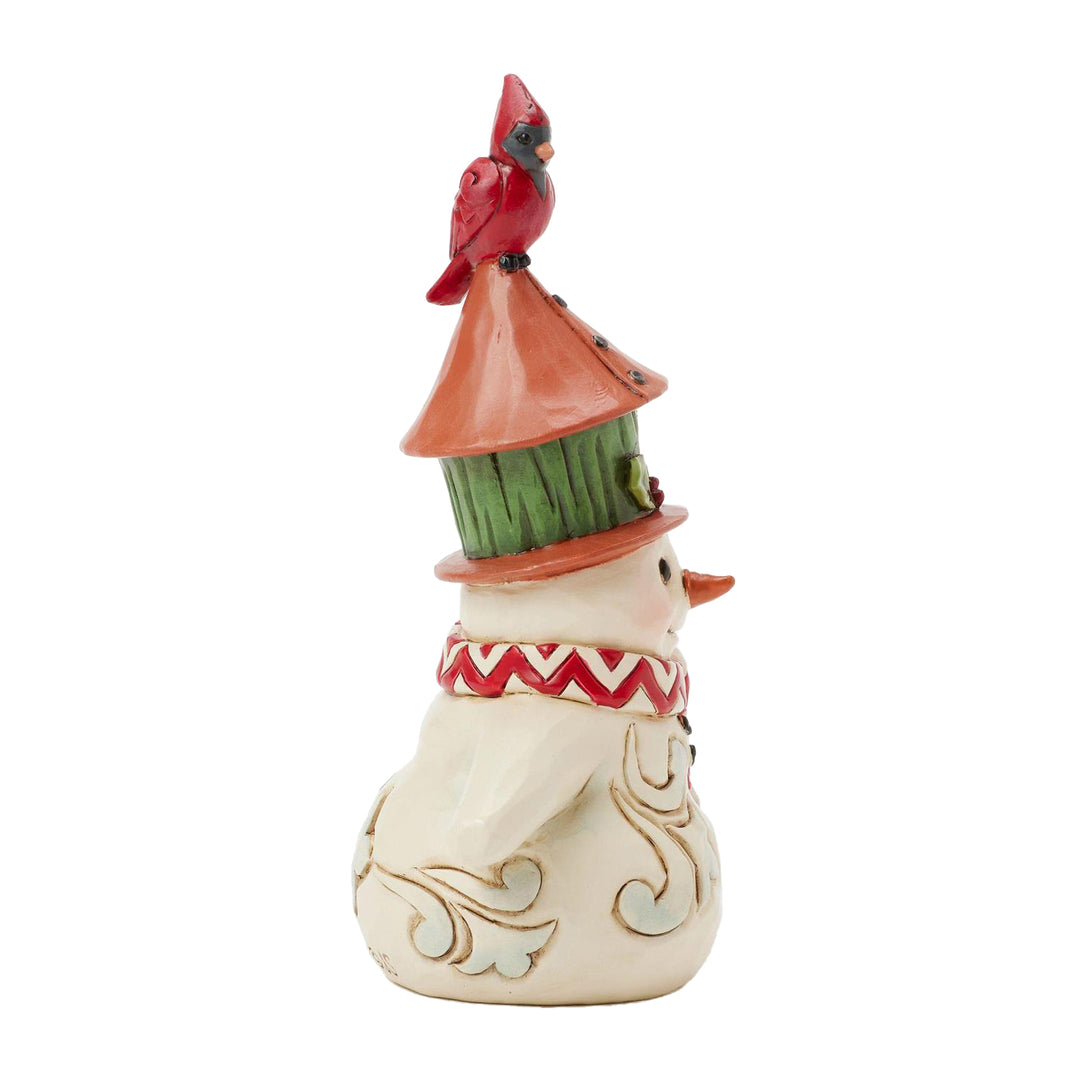 Jim Shore Heartwood Creek: Snowman With Birdhouse Hat Miniature Figurine sparkle-castle