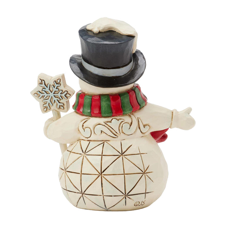 Jim Shore Heartwood Creek: Snowman With Snowflake Staff Miniature Figurine sparkle-castle