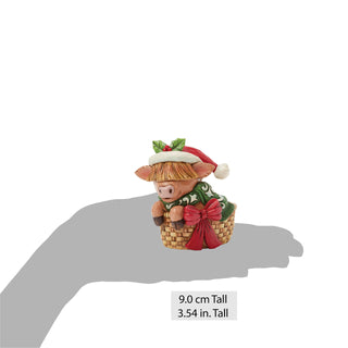 Jim Shore Heartwood Creek: Highland Cow in Basket Miniature Figurine sparkle-castle