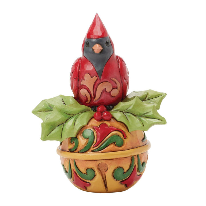 Jim Shore Heartwood Creek: Cardinal on Jingle Bell Miniature Figurine sparkle-castle