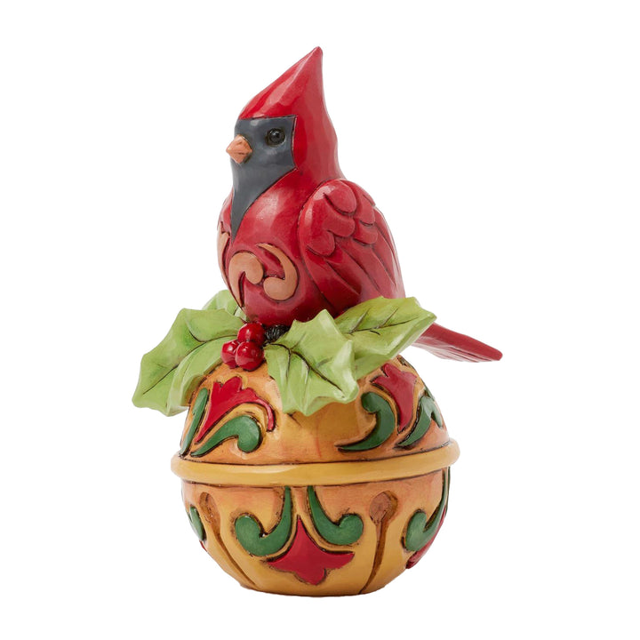 Jim Shore Heartwood Creek: Cardinal on Jingle Bell Miniature Figurine sparkle-castle