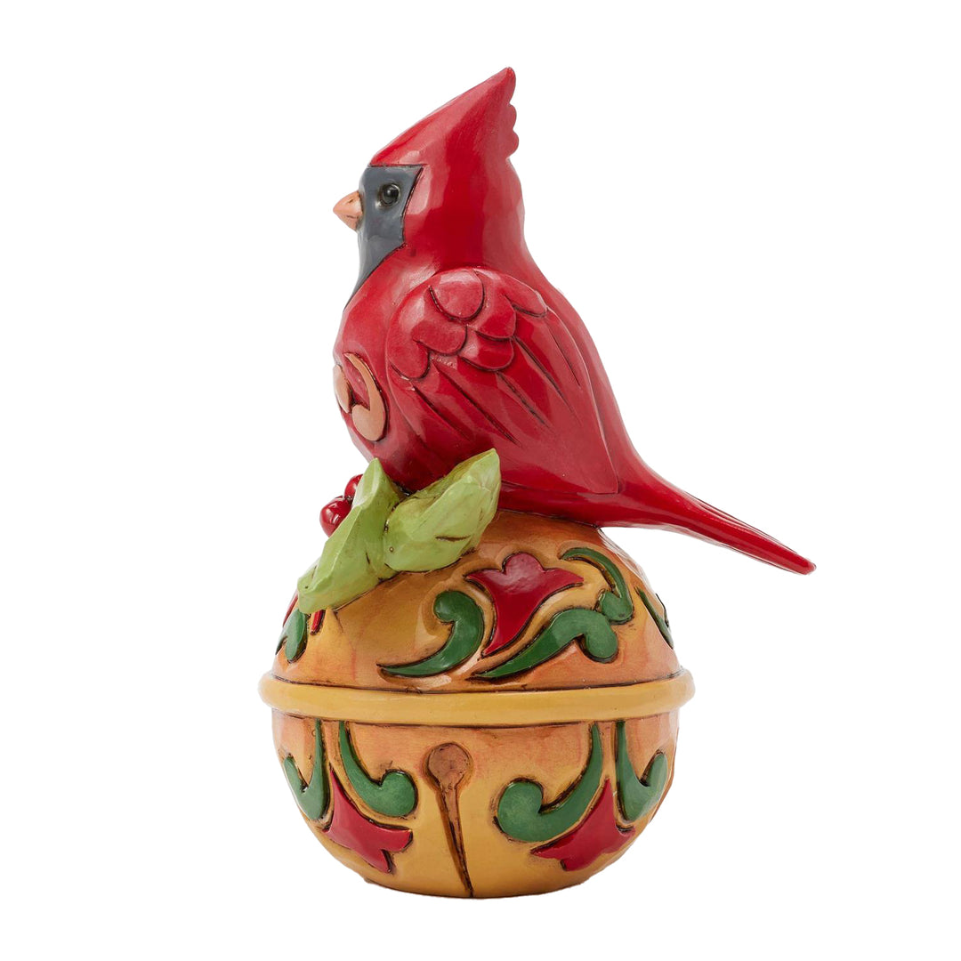 Jim Shore Heartwood Creek: Cardinal on Jingle Bell Miniature Figurine sparkle-castle