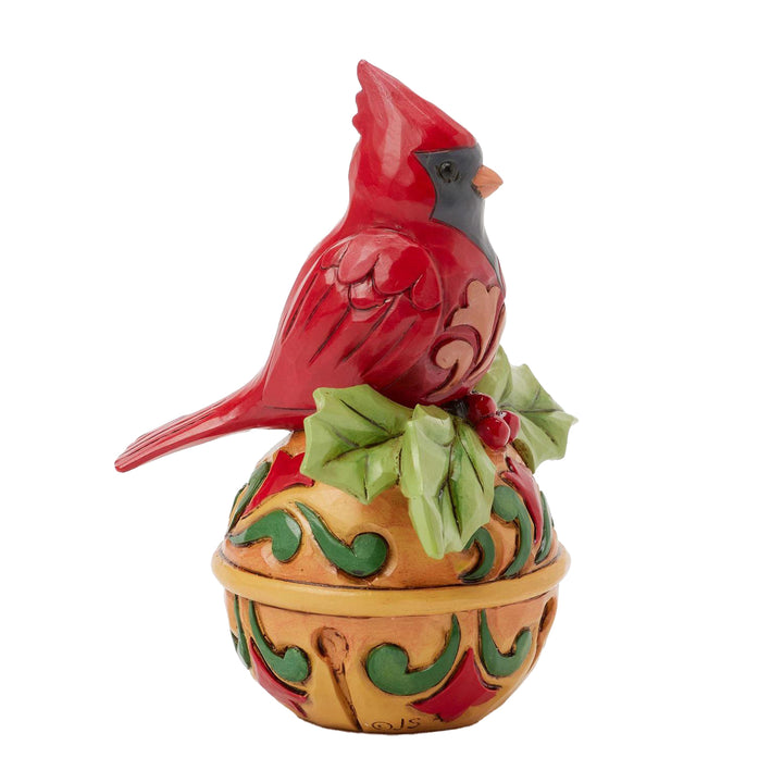 Jim Shore Heartwood Creek: Cardinal on Jingle Bell Miniature Figurine sparkle-castle