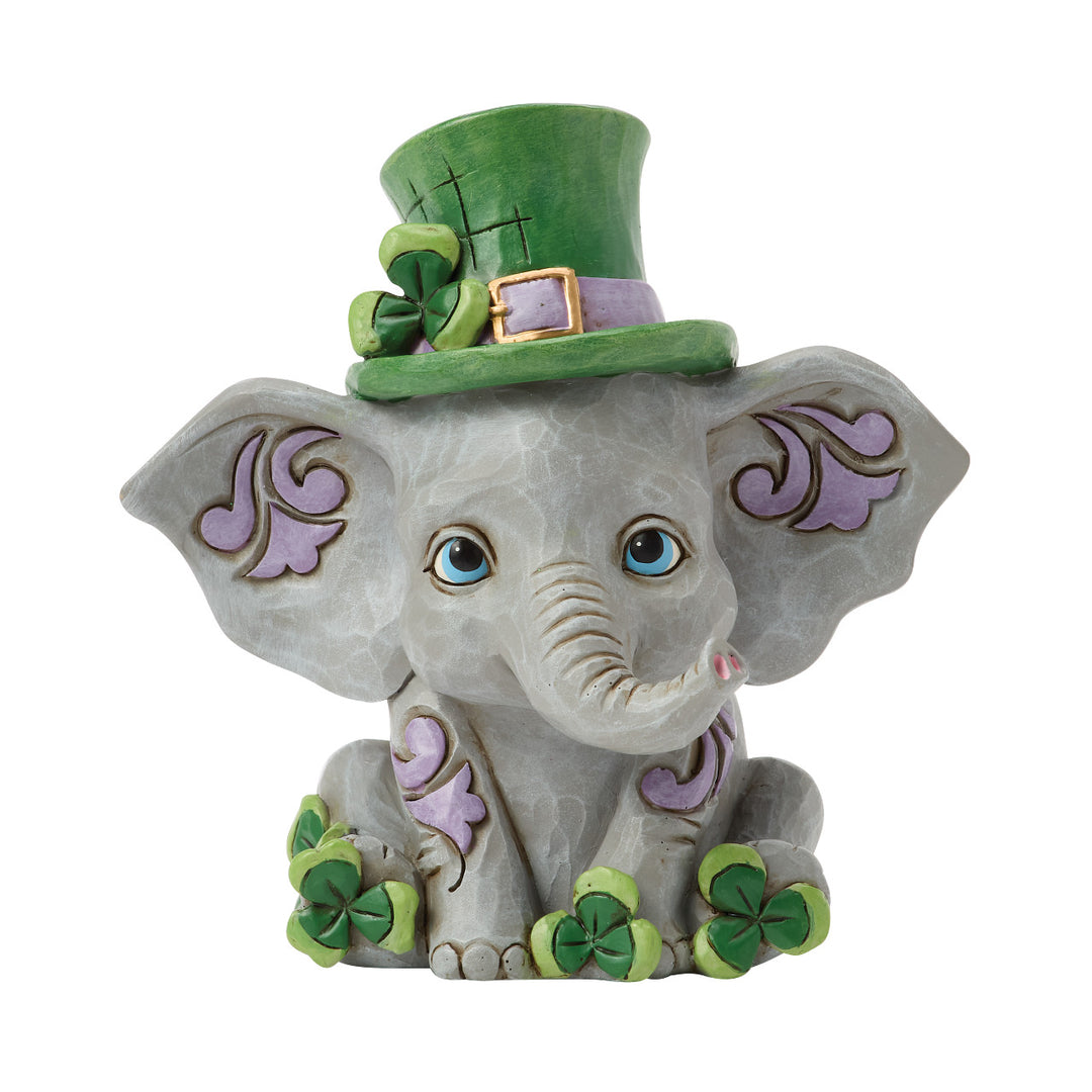Jim Shore Heartwood Creek: Elephant With Leprechaun Hat Figurine sparkle-castle
