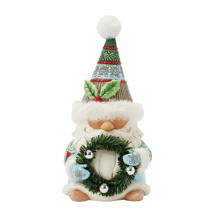 Jim Shore Heartwood Creek: Gnome Wreath & Fur Hat Figurine sparkle-castle