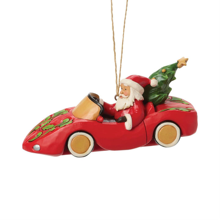 Jim Shore Heartwood Creek: Santa in Sports Car Hanging Ornament sparkle-castle