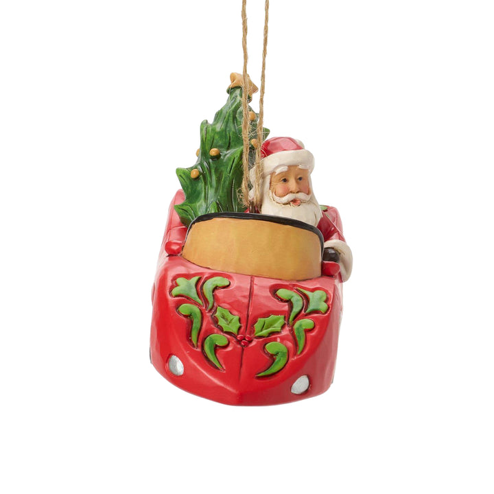 Jim Shore Heartwood Creek: Santa in Sports Car Hanging Ornament sparkle-castle