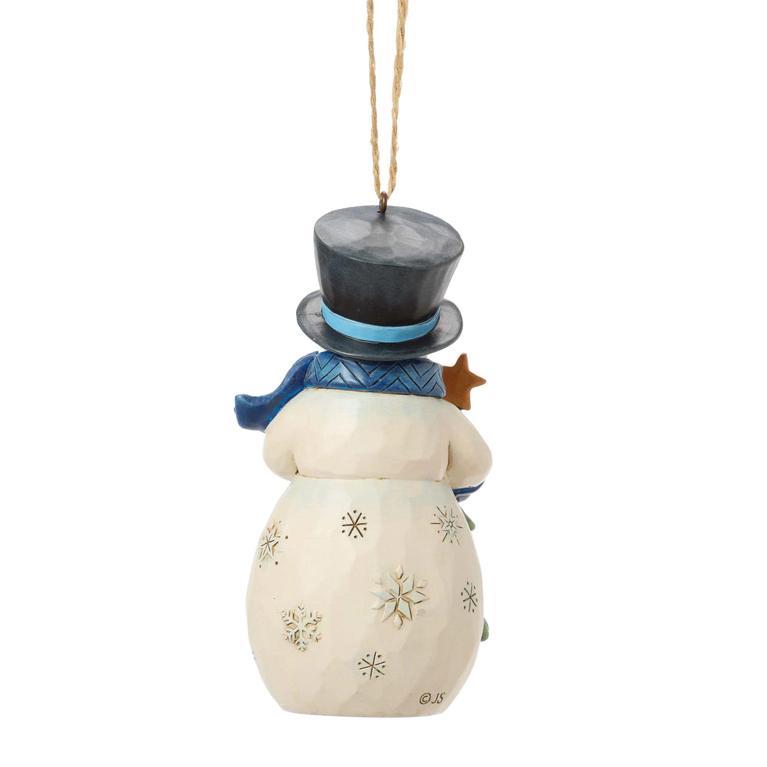 Jim Shore Heartwood Creek: Snowman With Tree Hanging Ornament sparkle-castle