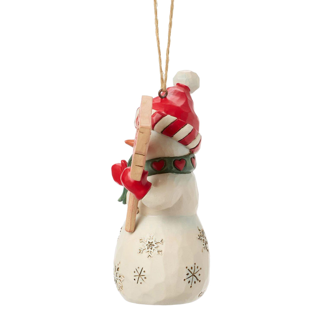 Jim Shore Heartwood Creek: Snowman With Peace & Joy Sign Hanging Ornament sparkle-castle