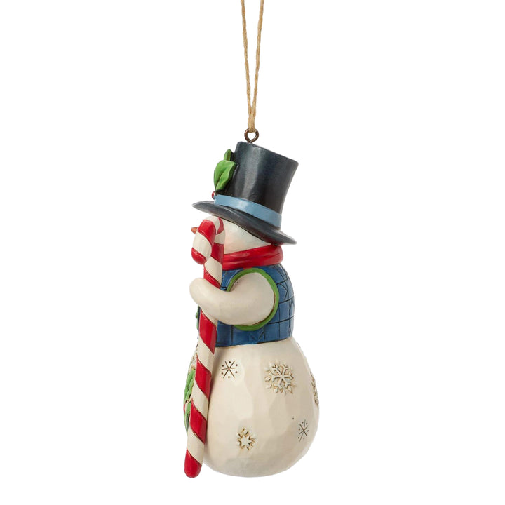 Jim Shore Heartwood Creek: Snowman With Candy Cane Hanging Ornament sparkle-castle