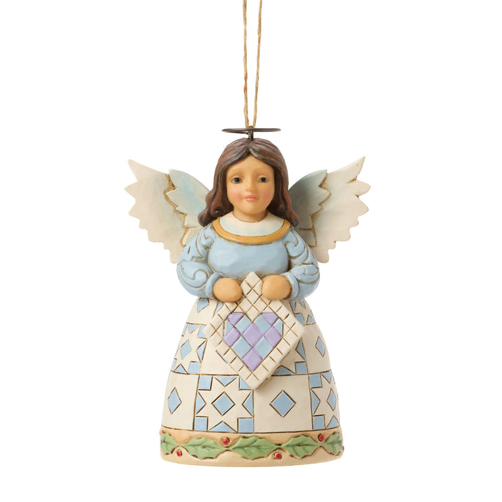 Jim Shore Heartwood Creek: Quilt Angel Hanging Ornament sparkle-castle