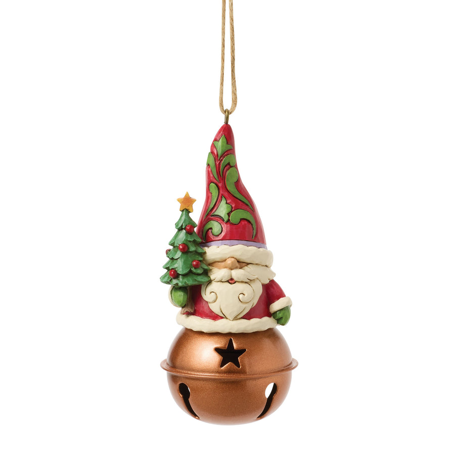 Jim Shore Heartwood Creek: Christmas Gnome on Jingle Bell Hanging Ornament sparkle-castle