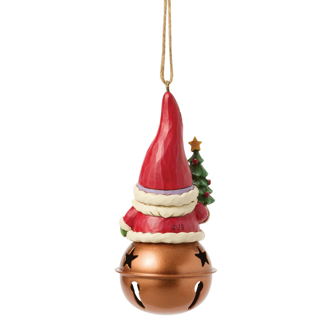 Jim Shore Heartwood Creek: Christmas Gnome on Jingle Bell Hanging Ornament sparkle-castle