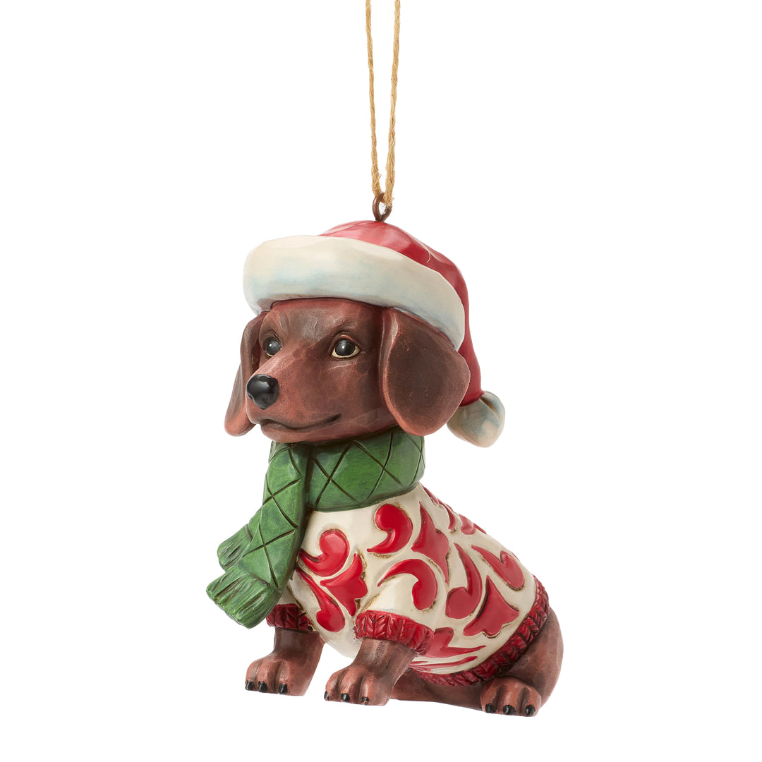 Jim Shore Heartwood Creek: Christmas Dog Dachshund Hanging Ornament sparkle-castle