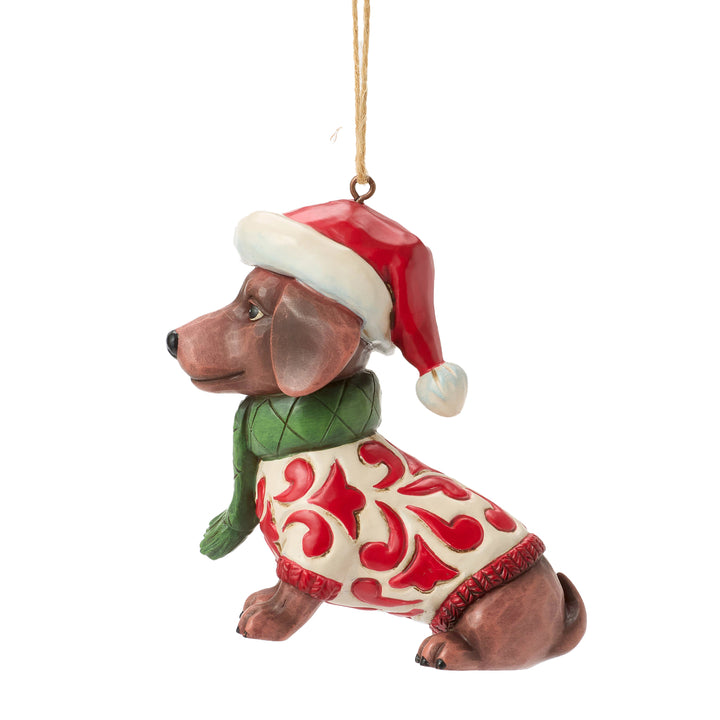 Jim Shore Heartwood Creek: Christmas Dog Dachshund Hanging Ornament sparkle-castle