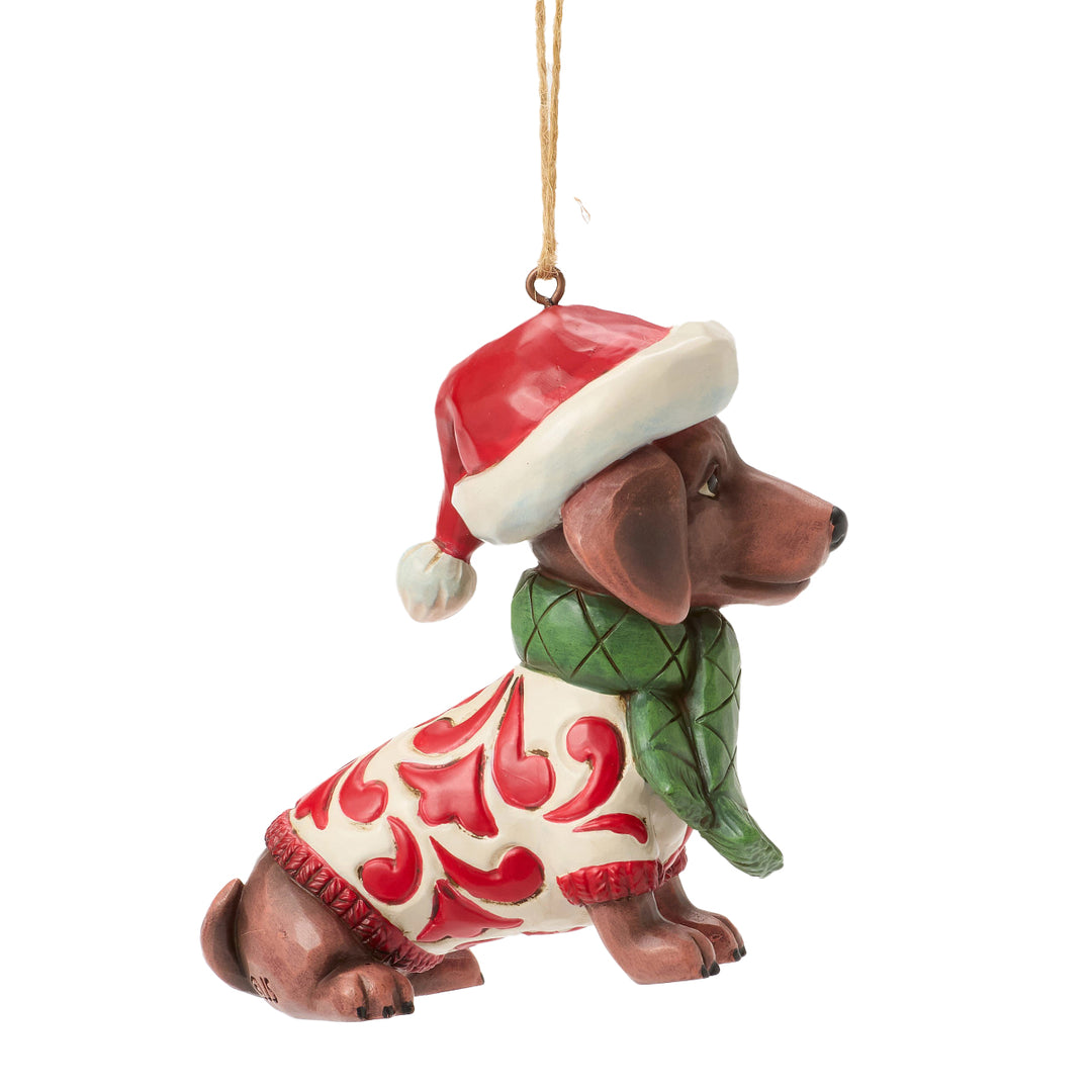 Jim Shore Heartwood Creek: Christmas Dog Dachshund Hanging Ornament sparkle-castle