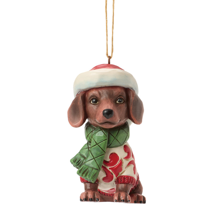 Jim Shore Heartwood Creek: Christmas Dog Dachshund Hanging Ornament sparkle-castle