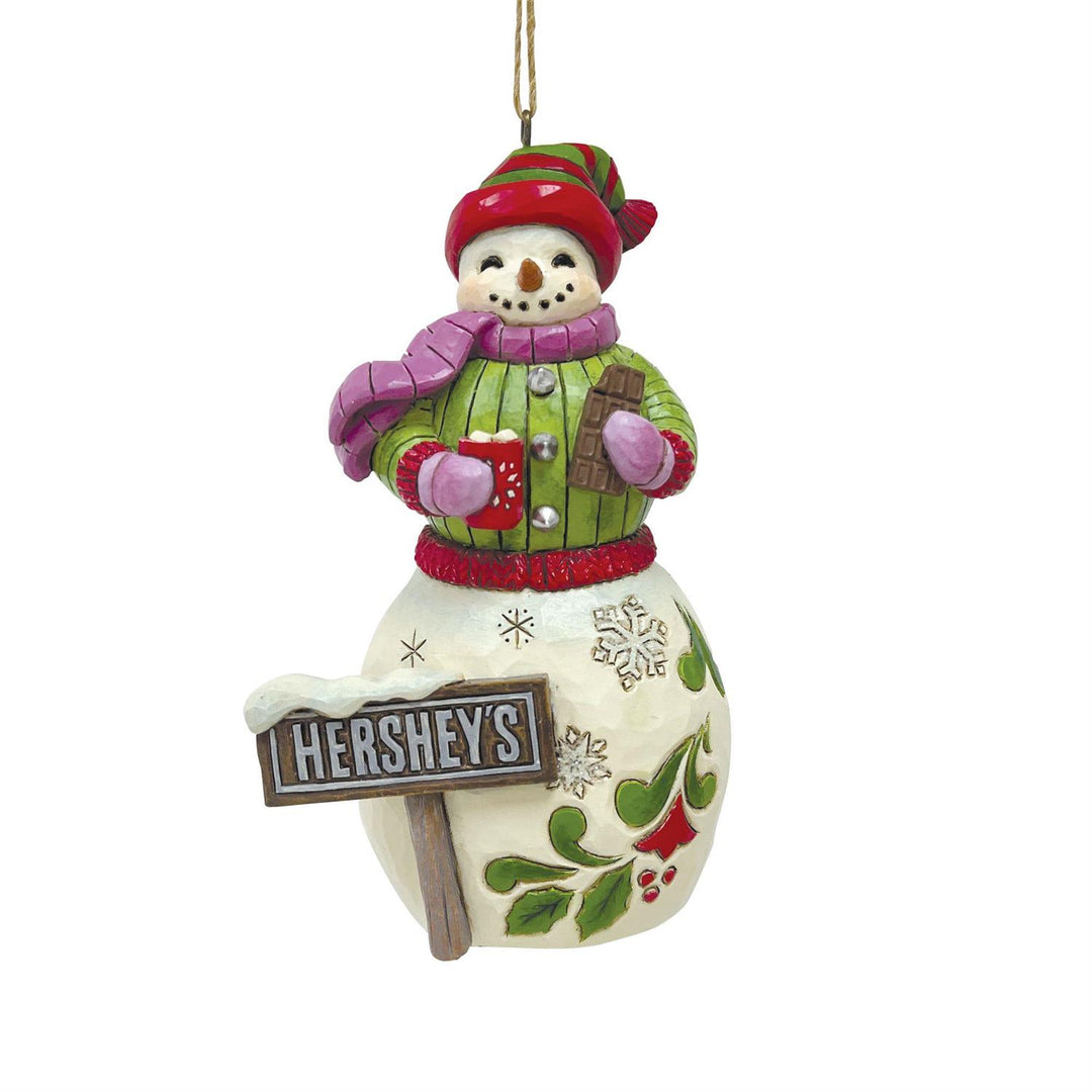 Jim Shore Hershey: Snowman with Hershey Sign Hanging Ornament sparkle-castle