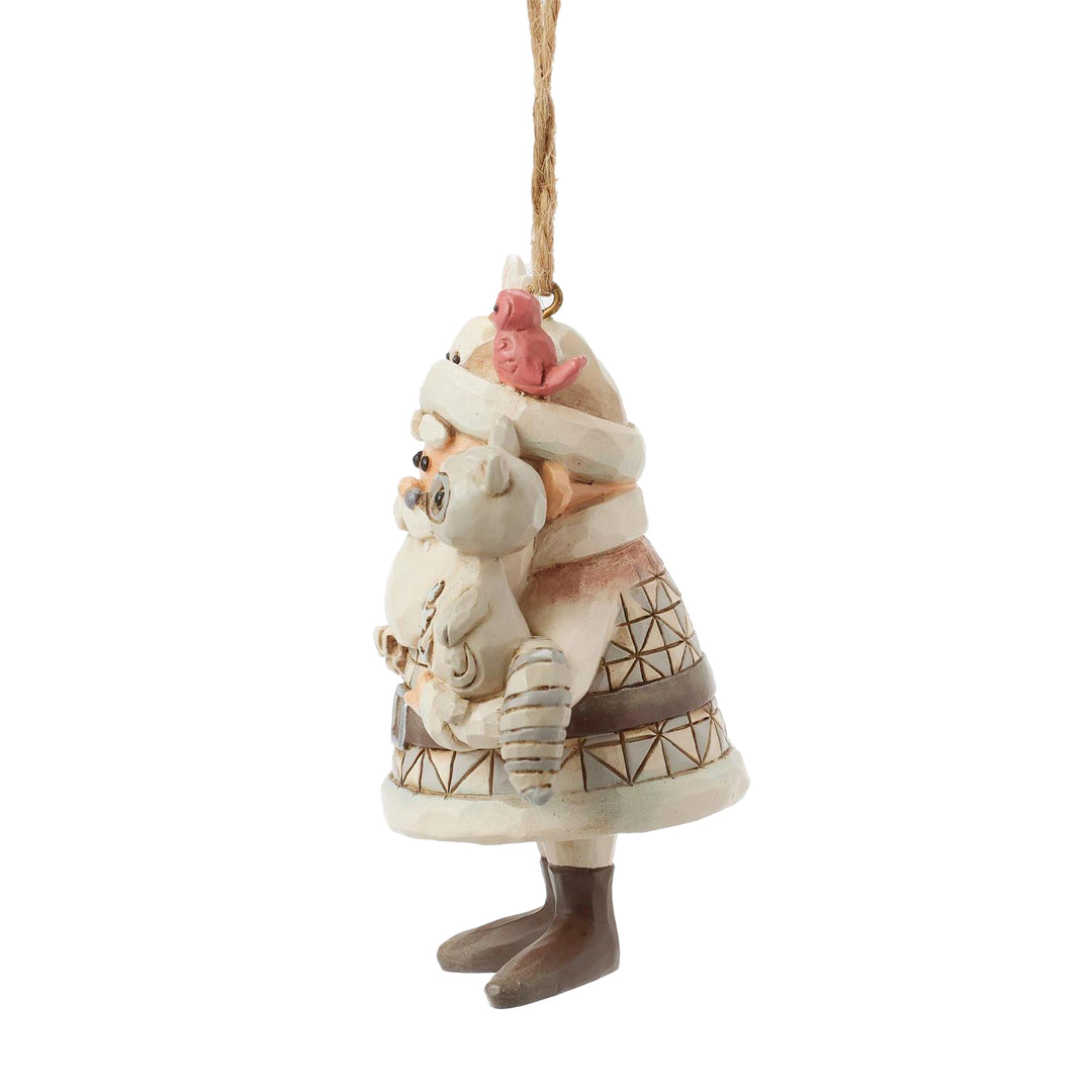 Jim Shore Rudolph Traditions: White Woodland Santa With Animals Hanging Ornament sparkle-castle