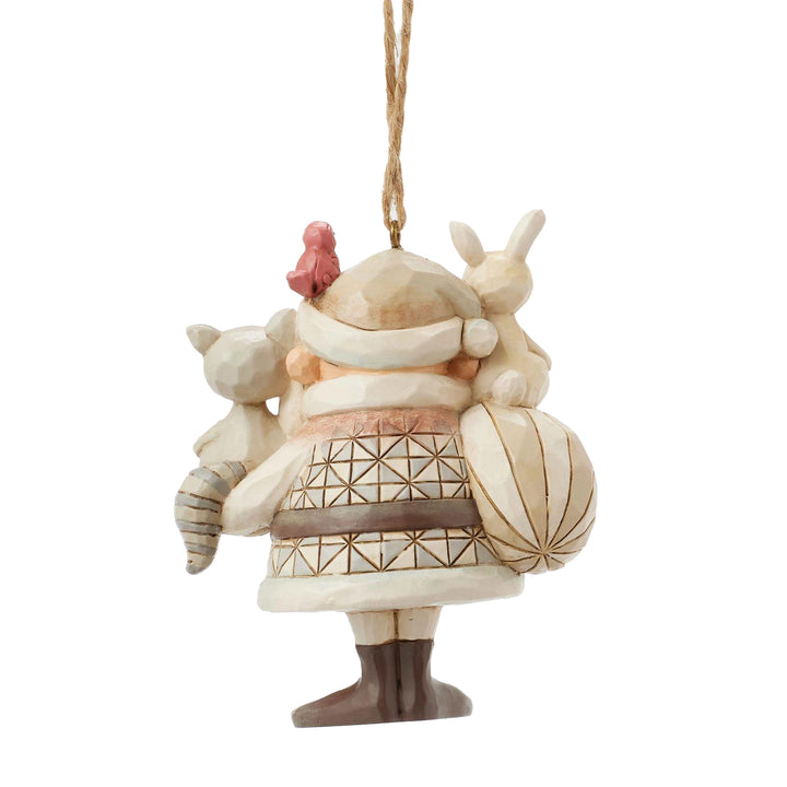 Jim Shore Rudolph Traditions: White Woodland Santa With Animals Hanging Ornament sparkle-castle