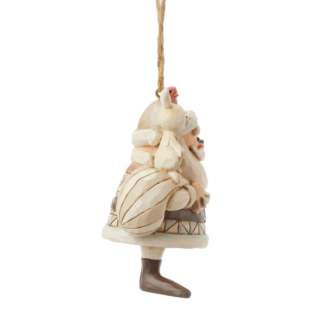 Jim Shore Rudolph Traditions: White Woodland Santa With Animals Hanging Ornament sparkle-castle