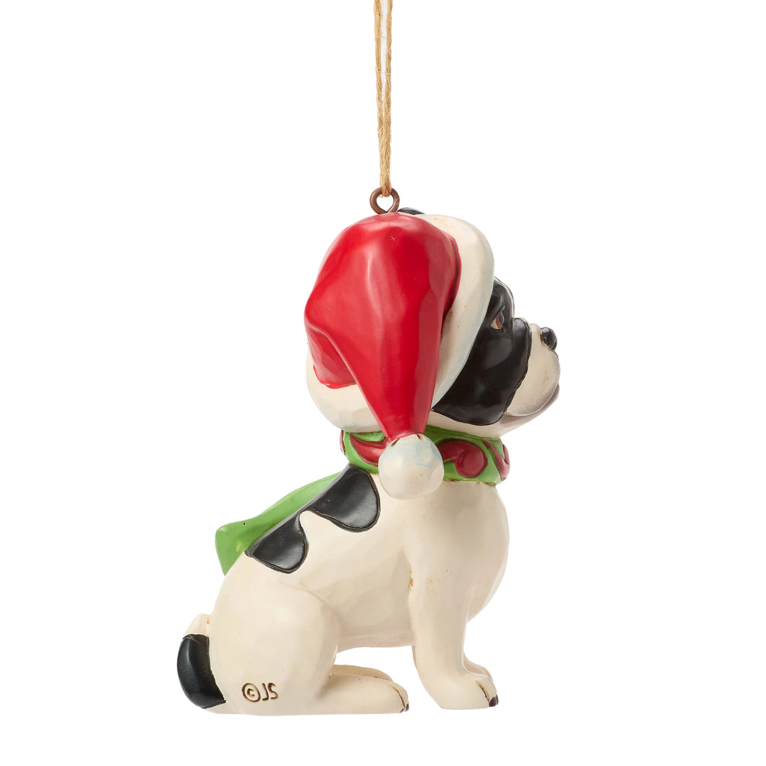 Jim Shore Heartwood Creek: Christmas Dog Frenchie Hanging Ornament sparkle-castle