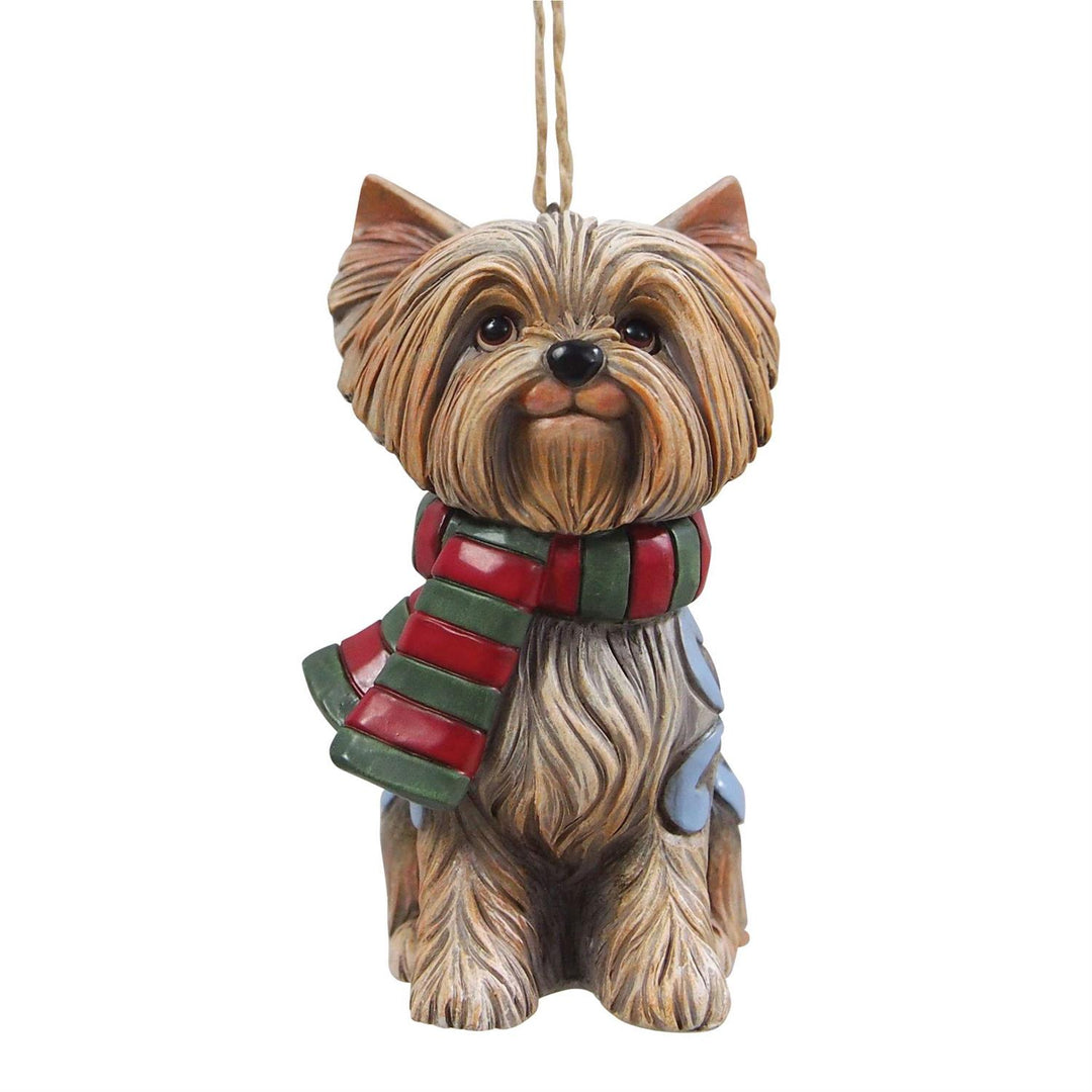 Jim Shore Heartwood Creek: Christmas Dog Yorkie Hanging Ornament sparkle-castle