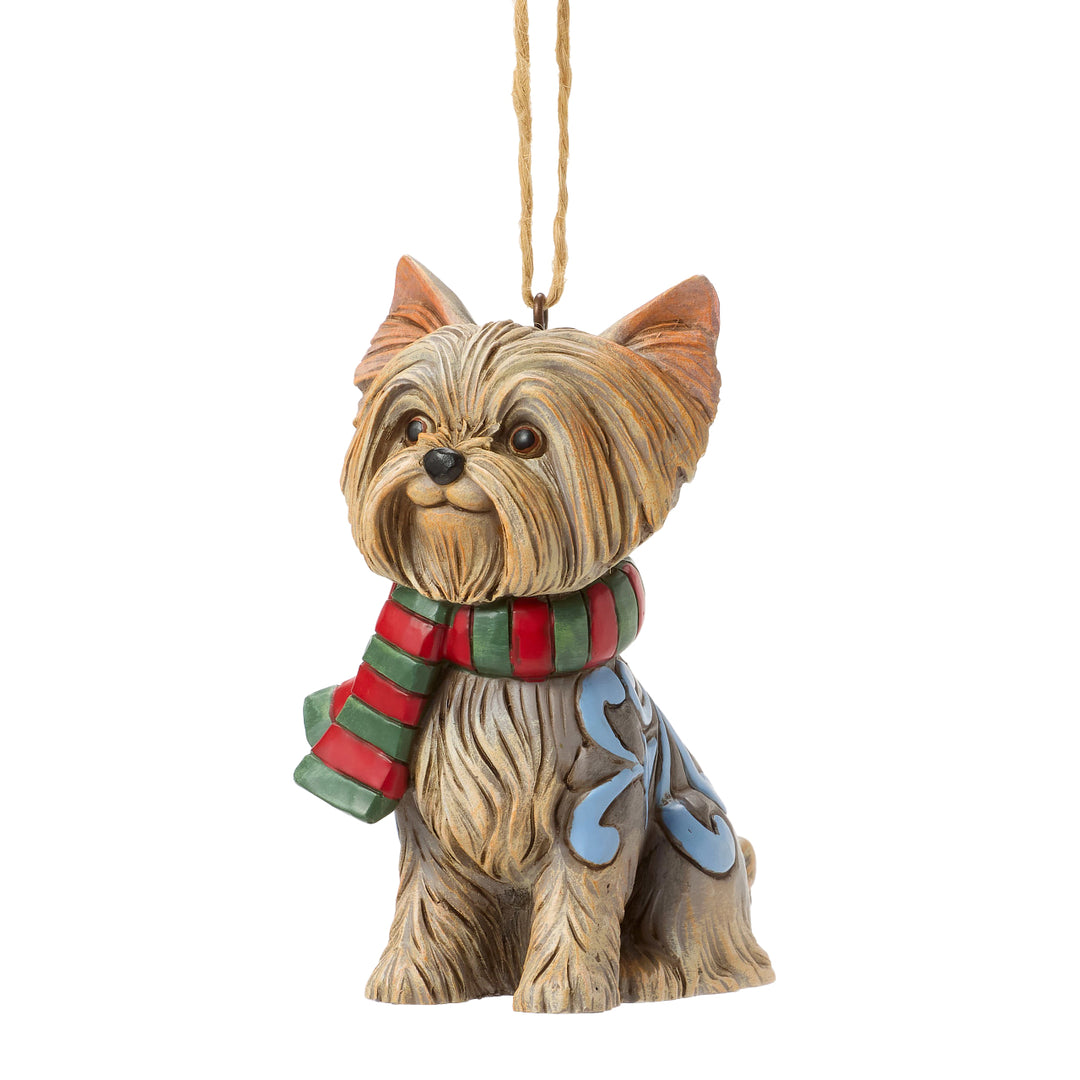 Jim Shore Heartwood Creek: Christmas Dog Yorkie Hanging Ornament sparkle-castle