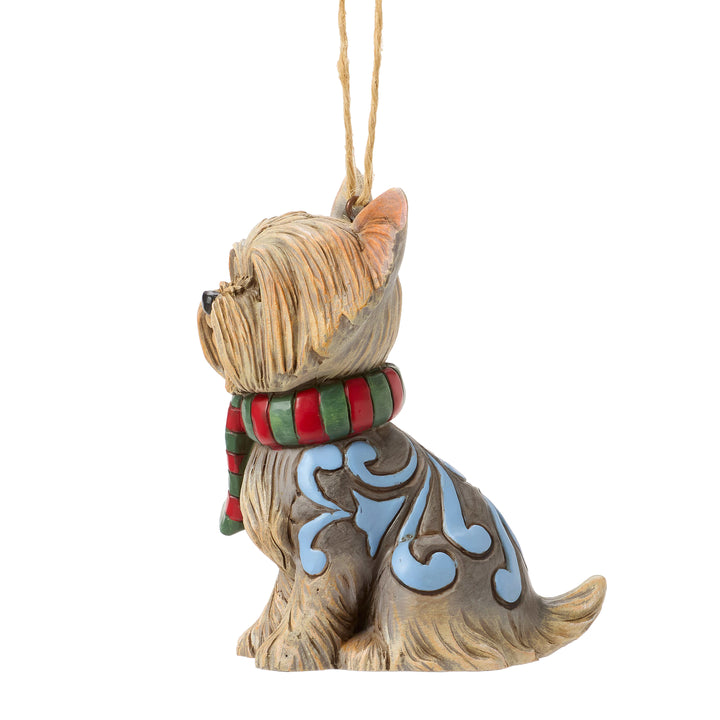 Jim Shore Heartwood Creek: Christmas Dog Yorkie Hanging Ornament sparkle-castle