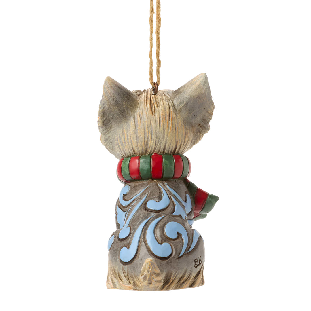 Jim Shore Heartwood Creek: Christmas Dog Yorkie Hanging Ornament sparkle-castle