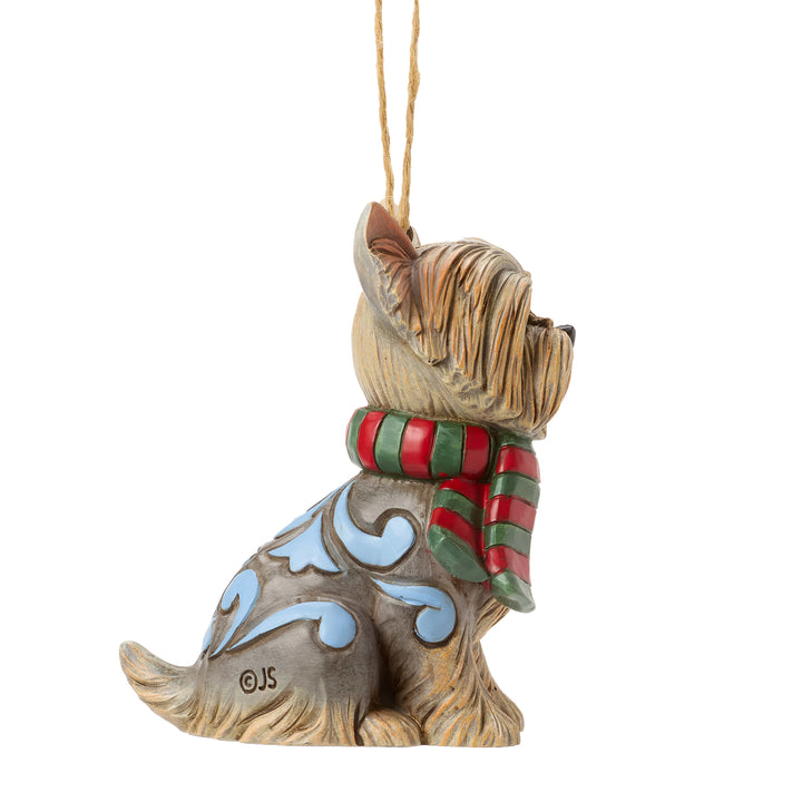 Jim Shore Heartwood Creek: Christmas Dog Yorkie Hanging Ornament sparkle-castle