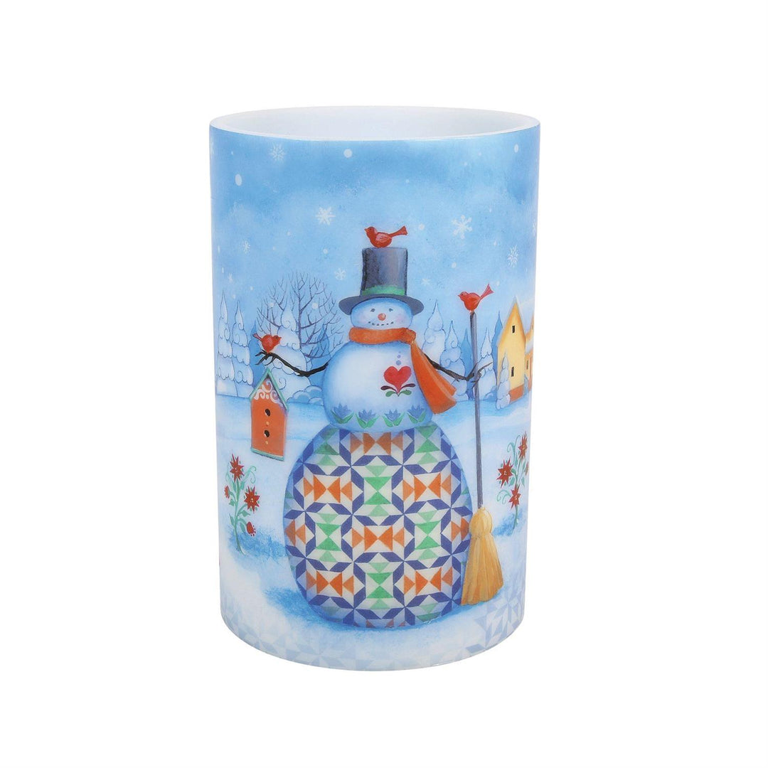 Jim Shore Heartwood Creek: Snowman with Cardinals Candle Sleeve sparkle-castle