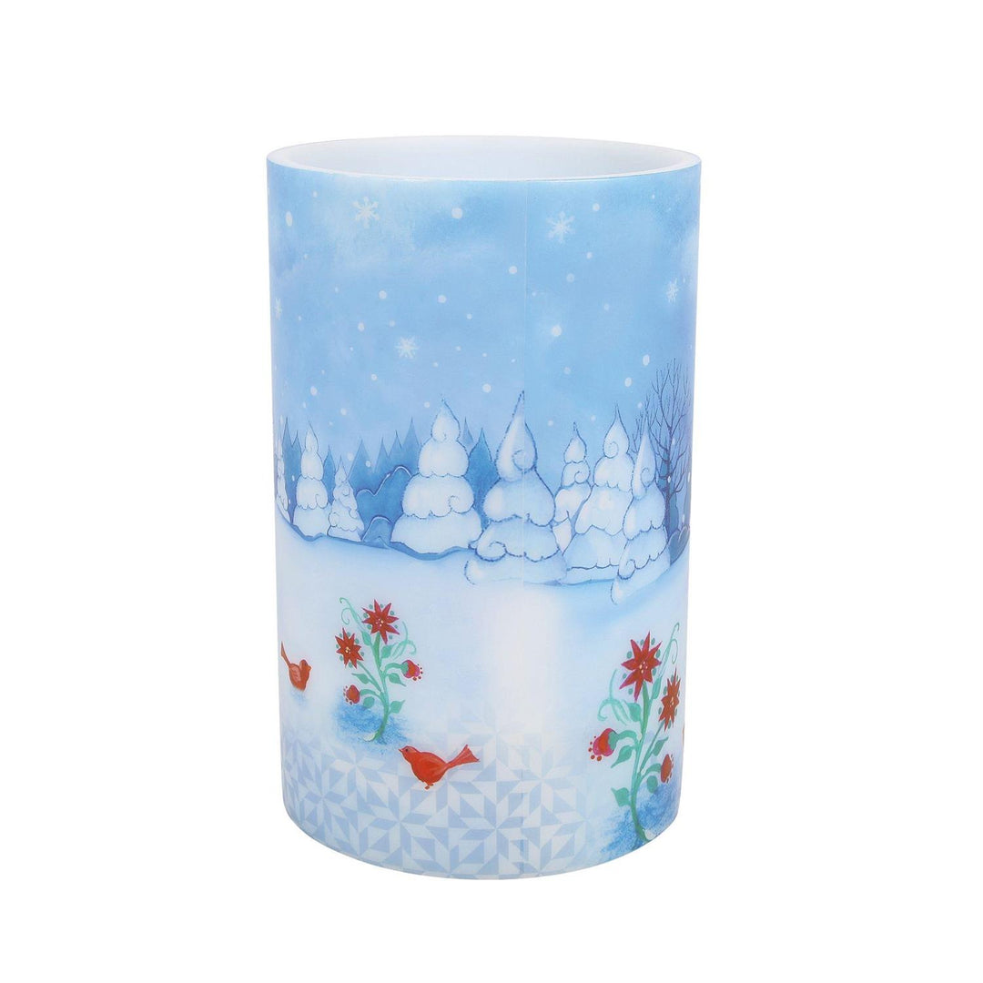 Jim Shore Heartwood Creek: Snowman with Cardinals Candle Sleeve sparkle-castle