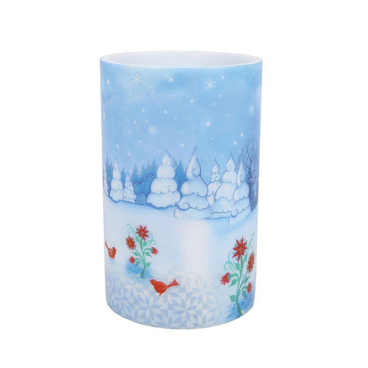 Jim Shore Heartwood Creek: Snowman with Cardinals Candle Sleeve sparkle-castle