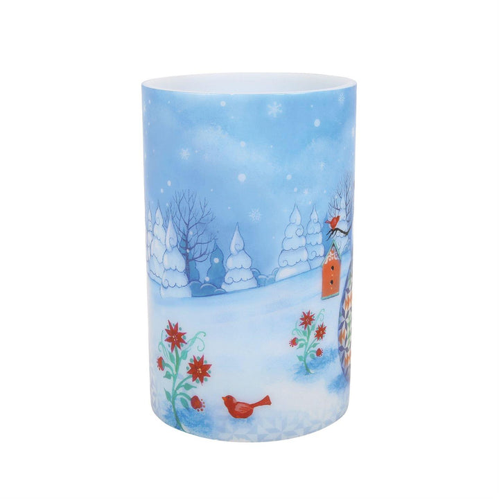 Jim Shore Heartwood Creek: Snowman with Cardinals Candle Sleeve sparkle-castle